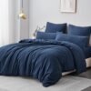 Unyqoos® Comfortabele beddengoedset van microvezel in marineblauw met ritssluiting
