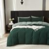 Unyqoos® Luxe katoenen dekbedovertrekset in donkergroen en saliegroen met ritssluiting