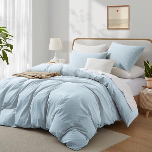 550x550-11734.jpg Unyqoos® Tweepersoons katoenen dekbedovertrekset in blauw met kussenslopen