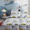 Unyqoos® Ultrazachte Microvezel Kinderbeddengoedset met Graafmachine en Bouwplaats Motief, Inclusief Kussensloop