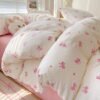 Unyqoos® Romantische Beddengoedset met Roze Strikpatroon en Zachte Microvezel Stof