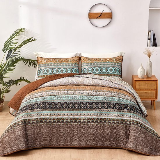 550x550-11825.jpg Unyqoos® Ruime en Stijlvolle Bedsprei Set voor Tweepersoonsbed Met Kussenslopen