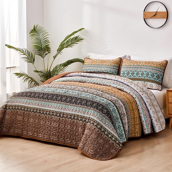 550x550-11826.jpg Unyqoos® Ruime en Stijlvolle Bedsprei Set voor Tweepersoonsbed Met Kussenslopen
