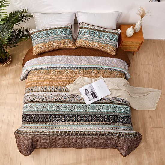 550x550-11827.jpg Unyqoos® Ruime en Stijlvolle Bedsprei Set voor Tweepersoonsbed Met Kussenslopen