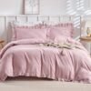 550x550-11832.jpg Unyqoos® Roze driedelig beddengoedset voor tweepersoonsbed van zachte microvezel