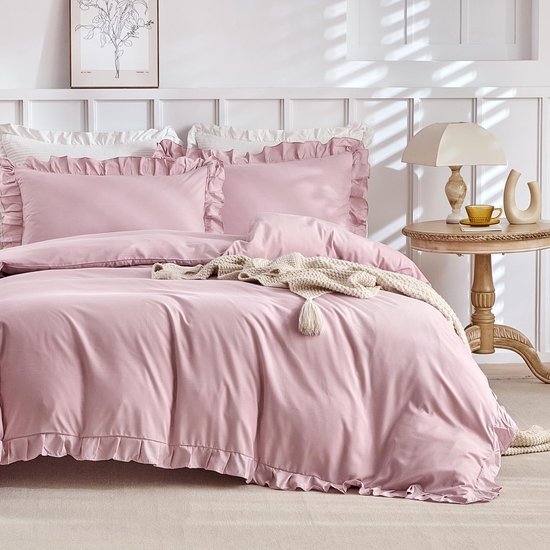 550x550-11834.jpg Unyqoos® Roze driedelig beddengoedset voor tweepersoonsbed van zachte microvezel