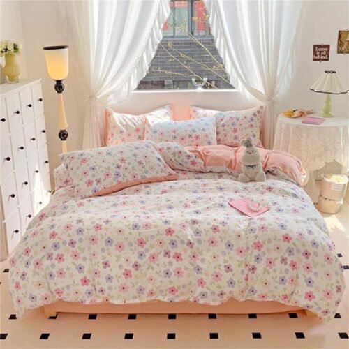 Unyqoos® Dekbedovertrek Roze Bloemen – 135x200 cm – Omkeerbaar – 100% Microvezel