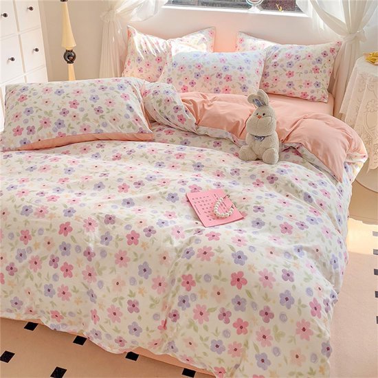 Unyqoos® Dekbedovertrek Roze Bloemen – 135x200 cm – Omkeerbaar – 100% Microvezel