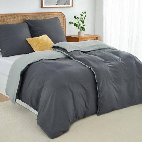 550x550-11859.jpg Unyqoos® Vierdelig Beddengoedset 135x200 cm Grijs en Lichtgrijs met Ritsen