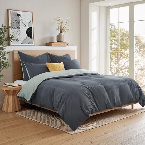 550x550-11860.jpg Unyqoos® Vierdelig Beddengoedset 135x200 cm Grijs en Lichtgrijs met Ritsen
