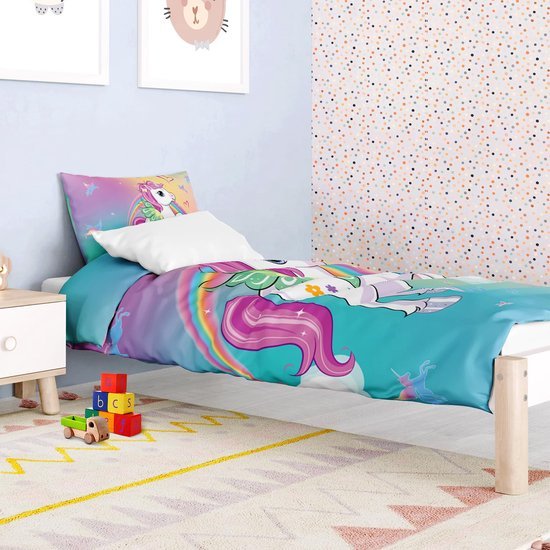 Unyqoos® Zacht en Ademend Kinderbeddengoed met Schattig Eenhoornontwerp voor Meisjes - 2-delige Set