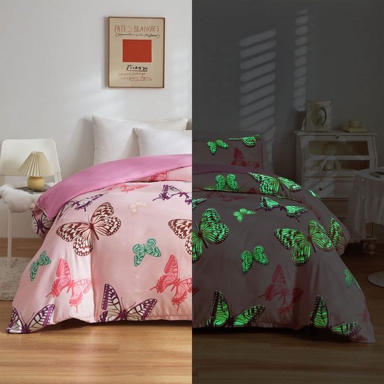 Unyqoos® Lichtgevende Vlinder Beddengoedset voor Kinderkamer met Sterren in het Donker Effect