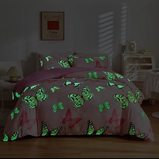 Unyqoos® Lichtgevende Vlinder Beddengoedset voor Kinderkamer met Sterren in het Donker Effect