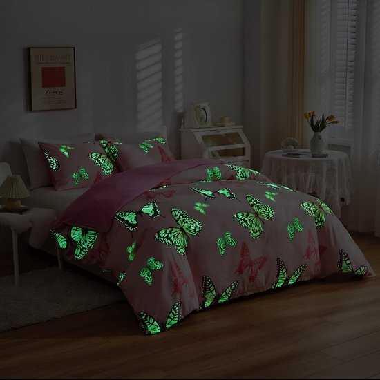 Unyqoos® Lichtgevende Vlinder Beddengoedset voor Kinderkamer met Sterren in het Donker Effect