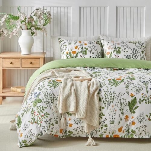 Unyqoos® 4-delige Beddengoedset met Bloemenpatroon en Ritssluiting voor Tweepersoonsbed