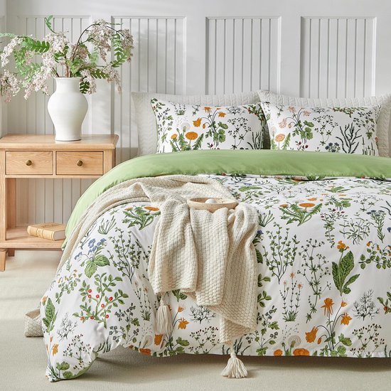 Unyqoos® 4-delige Beddengoedset met Bloemenpatroon en Ritssluiting voor Tweepersoonsbed
