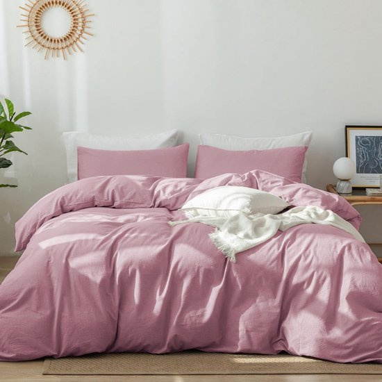 550x550-11974.jpg Unyqoos® Roze katoenen dekbedovertrekset met kussenslopen voor eenpersoonsbed