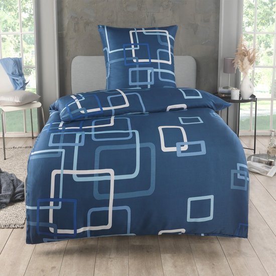 Unyqoos® 2-delige microvezel beddengoedset in blauw voor eenpersoonsbed met ritssluiting
