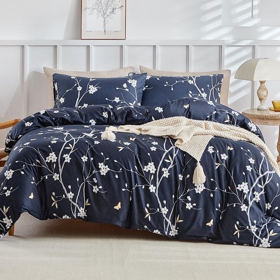 Unyqoos® Comfortabel en stijlvol beddengoedset met takken en bladeren motief