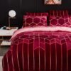 Unyqoos® Moderne Wijnrode Microvezel Dekbedovertrek Set voor Tieners met Geometrisch Gestreept Patroon