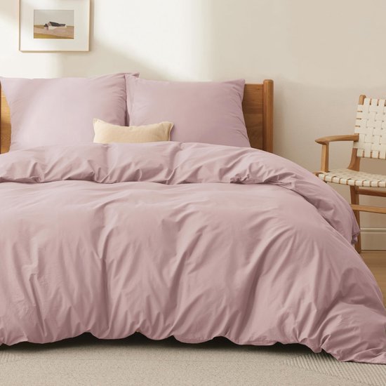 550x550-12033.jpg Unyqoos® Roze katoenen dekbedovertrekset met ritssluiting en kussenslopen 220x240 cm