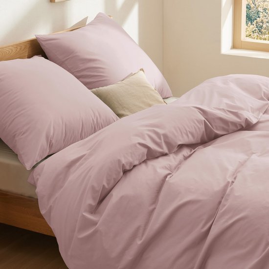 550x550-12034.jpg Unyqoos® Roze katoenen dekbedovertrekset met ritssluiting en kussenslopen 220x240 cm