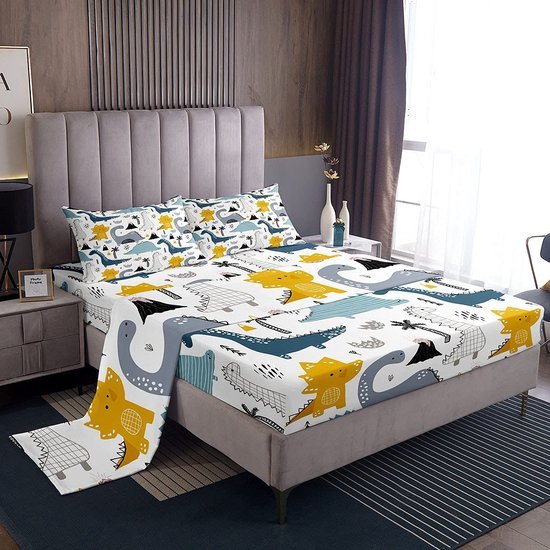 Unyqoos® Kinderbeddengoed Set met Dinosaurussen Motief en Kussenhoes