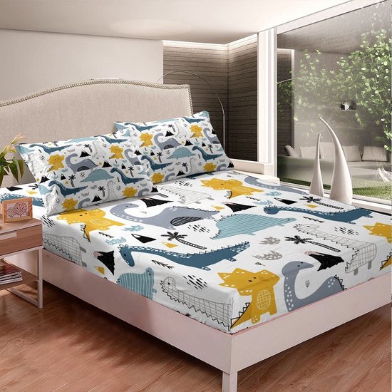 Unyqoos® Kinderbeddengoed Set met Dinosaurussen Motief en Kussenhoes