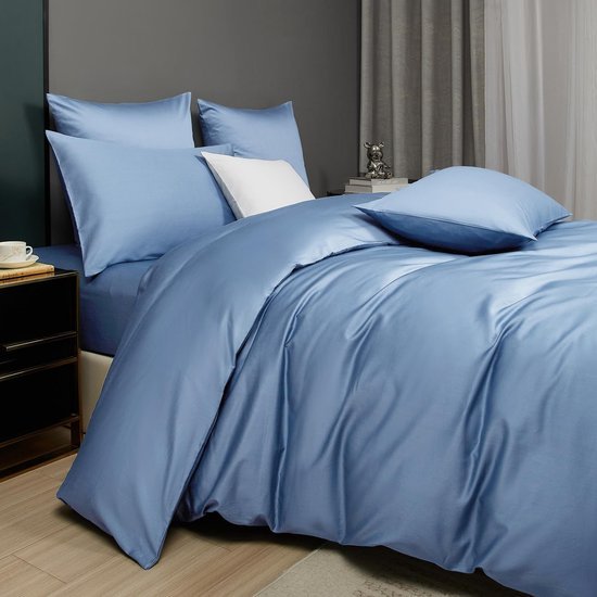Unyqoos® Luxe satijnen katoenen beddengoedset met ademend dekbedovertrek en kussensloop 135 x 200