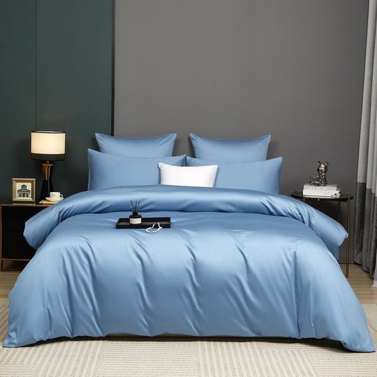 Unyqoos® Luxe satijnen katoenen beddengoedset met ademend dekbedovertrek en kussensloop 135 x 200