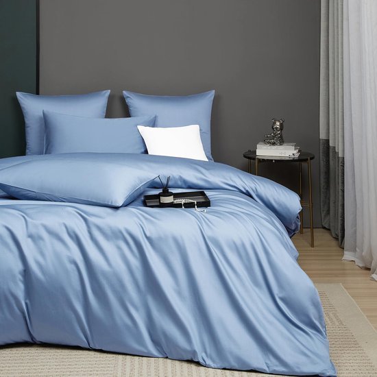 Unyqoos® Luxe satijnen katoenen beddengoedset met ademend dekbedovertrek en kussensloop 135 x 200