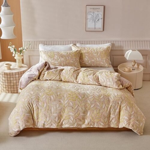 550x550-12048.jpg Unyqoos® Warme en zachte flanellen dekbedovertrekset met bladerenmotief voor de winter