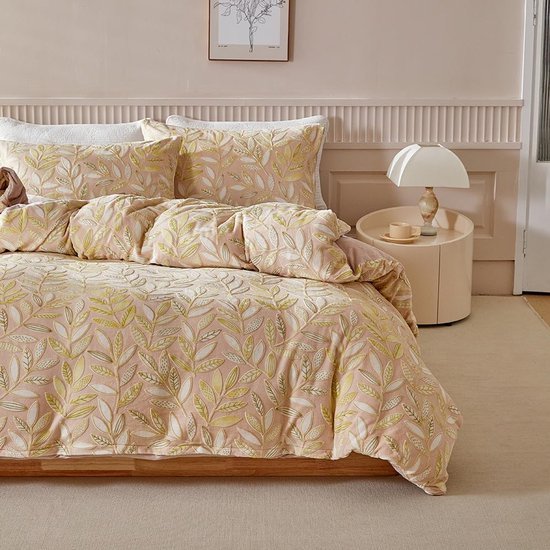 550x550-12051.jpg Unyqoos® Warme en zachte flanellen dekbedovertrekset met bladerenmotief voor de winter