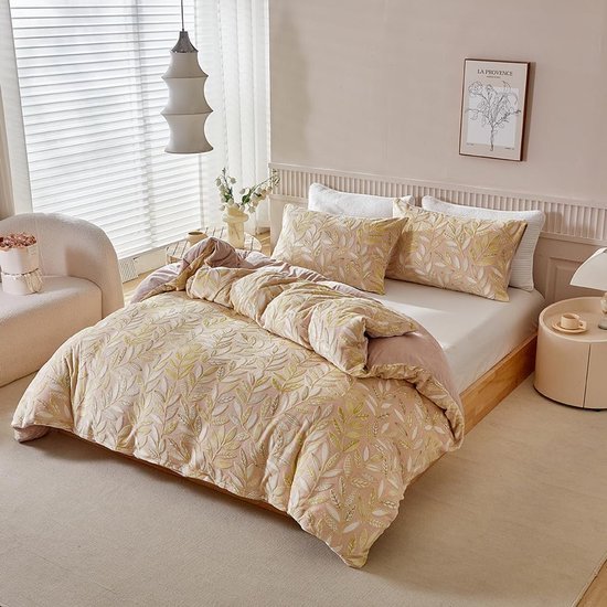 550x550-12052.jpg Unyqoos® Warme en zachte flanellen dekbedovertrekset met bladerenmotief voor de winter