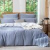Unyqoos® Stijlvolle 4-delige beddengoedset van gewassen katoen met jacquard textuur 200 x 135