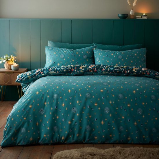 Unyqoos® Dubbelzijdig beddengoed voor kingsize bed met kussenslopen in bosgroene tint