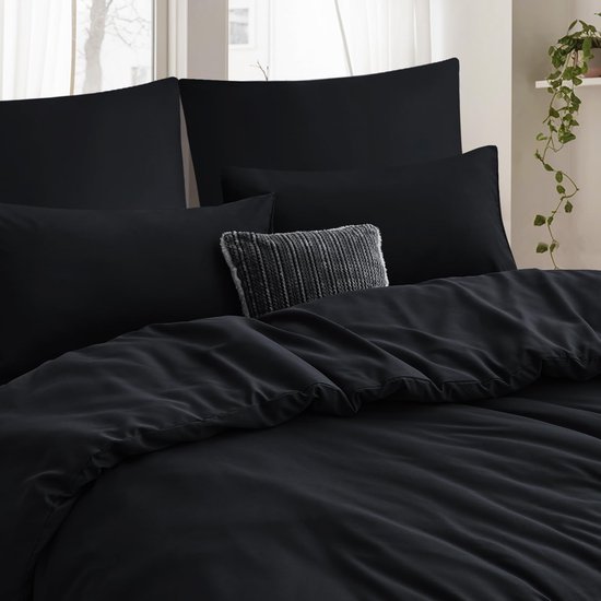 Unyqoos® Beddengoedset van microvezel met ritssluiting voor ultiem slaapcomfort in antraciet en marine