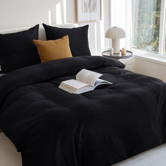 Unyqoos® Beddengoedset van microvezel met ritssluiting voor ultiem slaapcomfort in antraciet en marine