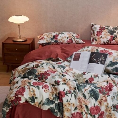 Unyqoos® Kleurrijke beddengoedset met bloemenpatroon en ritssluiting voor meisjeskamer