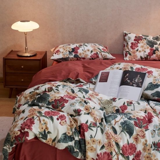 Unyqoos® Kleurrijke beddengoedset met bloemenpatroon en ritssluiting voor meisjeskamer