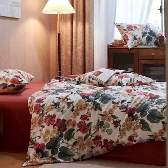 Unyqoos® Kleurrijke beddengoedset met bloemenpatroon en ritssluiting voor meisjeskamer