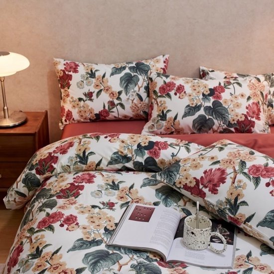 Unyqoos® Kleurrijke beddengoedset met bloemenpatroon en ritssluiting voor meisjeskamer