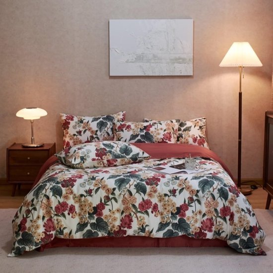 Unyqoos® Kleurrijke beddengoedset met bloemenpatroon en ritssluiting voor meisjeskamer