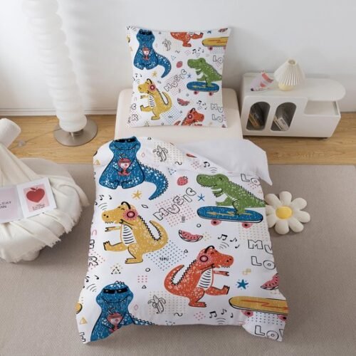 550x550-12132.jpg Unyqoos® Stijlvol en kleurrijk kinderbeddengoed met dinosaurussen voor eenpersoonsbed