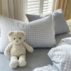 Unyqoos® Blauw Geruite Kinderbeddengoedset van Microvezel met Ritssluiting