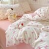 Unyqoos® Omkeerbare microvezel beddengoedset met roze strikken en kussensloop
