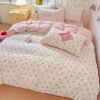 Unyqoos® Omkeerbare microvezel beddengoedset met roze strikken en kussensloop
