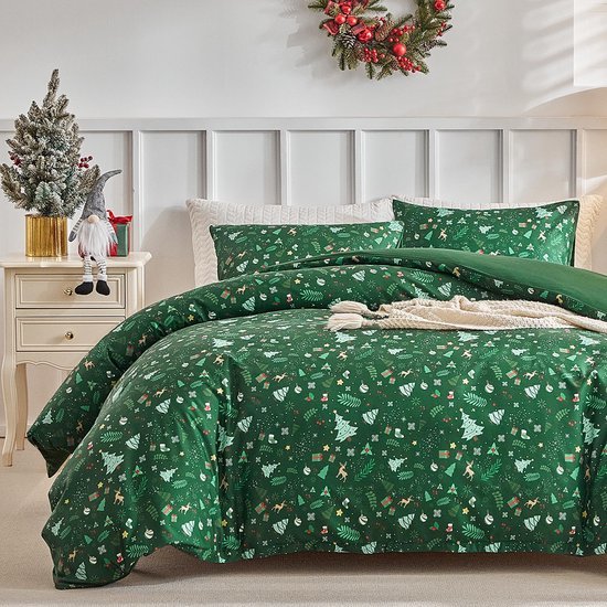 Unyqoos® Kerstbeddengoed set 220x240 cm met kussenslopen en ritsen in