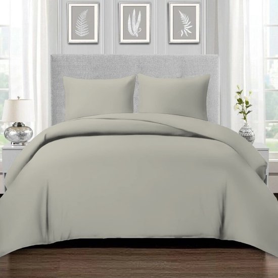 Unyqoos® Luxe katoenen dekbedovertrekset in antiek zilver met kussensloop 800 draads