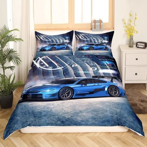 Unyqoos® Levendige 3D Raceauto Beddengoedset voor Kinderen - Compleet met Kussensloop en Dekbedovertrek